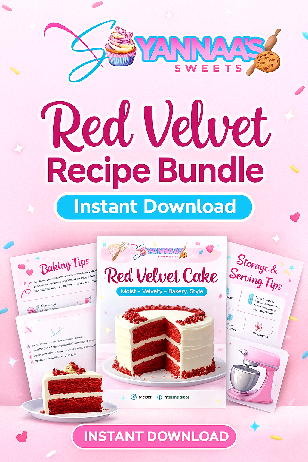 ❤️ Yannaa’s Sweets – Red Velvet Cake Recipe Bundle (Full PDF Download)