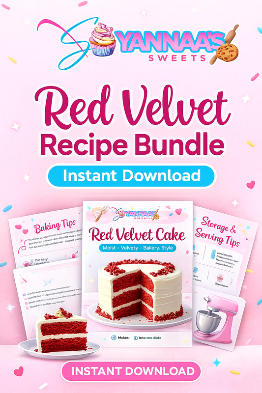 ❤️ Yannaa’s Sweets – Red Velvet Cake Recipe Bundle (Full PDF Download)